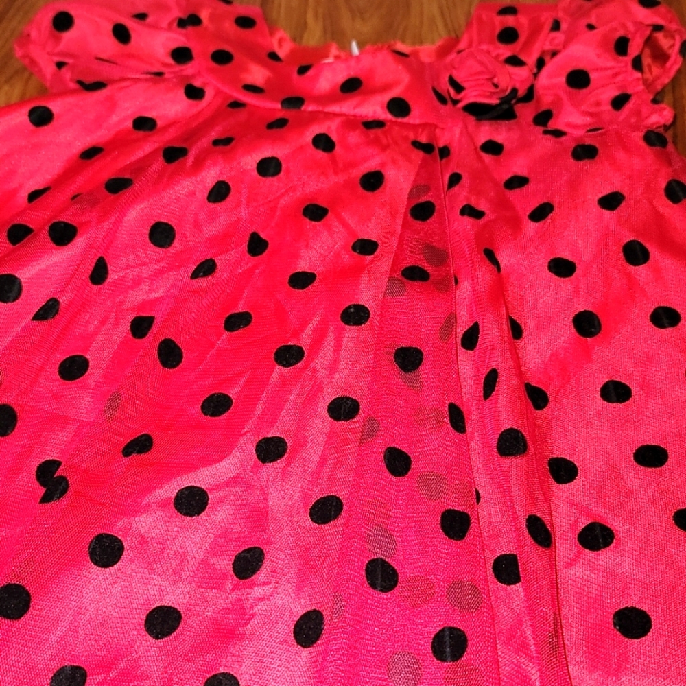 New no tags red dress with black velvet pokla dots  Sz 6 - Picture 7 of 10